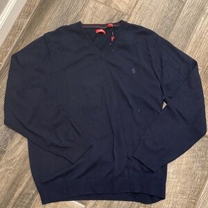 Izod Men's Navy Blue V-Neck Sweater - size XL